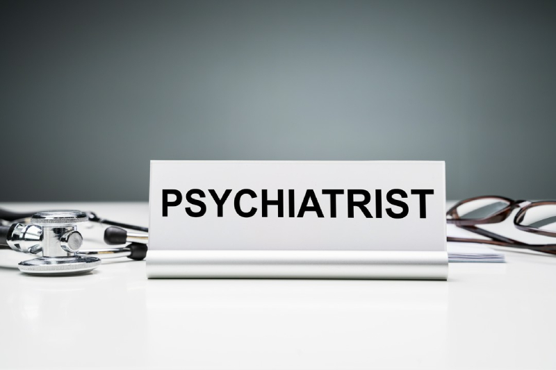 tabliczka z napisem psychiatra